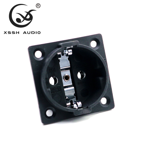 XSSH audio Copper Plated Rhodium Neutral AC 250V 16A EU Euro 2 pin IEC inlet Power Uitimate H Schuko Chassis socket ► Photo 1/5