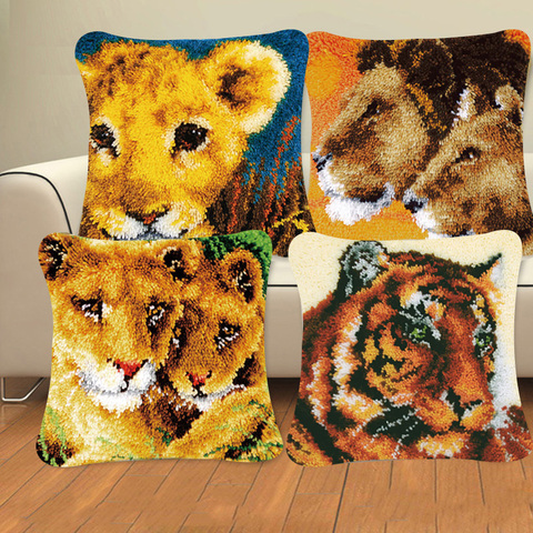 DIY Hand Knitted Embroidered Carpet Animal Birds Tiger Yarn Unfinished Pillow Embroidery Carpet Material garen om te haken ► Photo 1/6