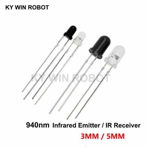 3mm 5mm 940nm LEDs Infrared Emitter and IR Receiver Diode 10pairs Diodes ► Photo 1/6