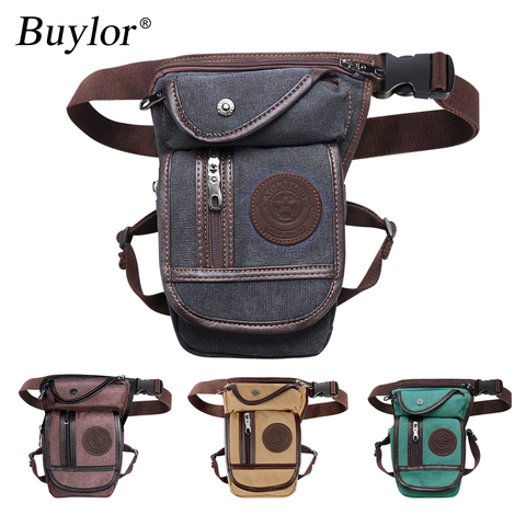 Buylor Drop Leg Bag Vintage Thigh Pack Fanny Military Motor Cycle Messenger Canvas/Nylon Cycle Shoulder Bag Riding Waist Pack ► Photo 1/6