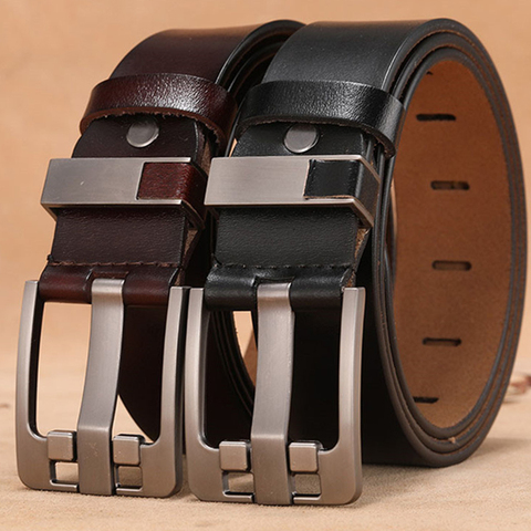 Cow Genuine Leather Luxury Strap Male Belts for Men New Large Plus Size 140 150 160cm Vintage Pin Buckle Men Belt High Quality ► Photo 1/6
