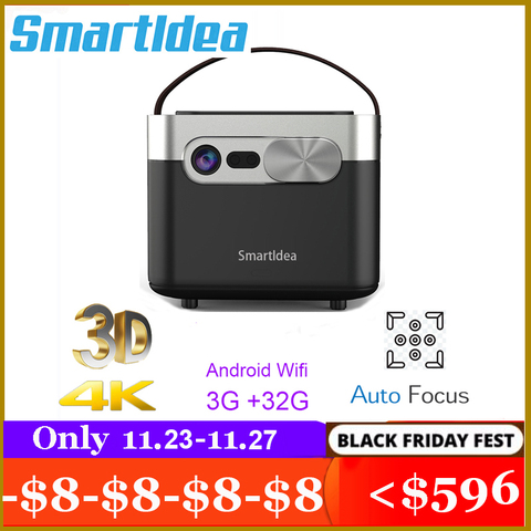 Smartldea D25 Full HD 1920x1080 Projector 4K 3D ANSI 1000lumens Android (3G+32G) 5G wifi DLP Proyector Auto focus video Beamer ► Photo 1/6