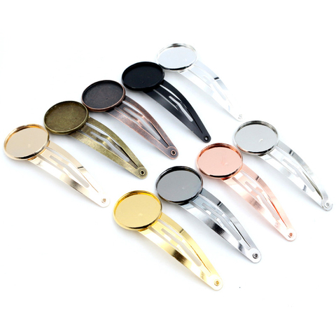 12mm 20mm 10pcs High Quality 4 Colors Plated Copper Material Hairpin Hair Clips Hairpin Base Setting Cabochon Cameo ► Photo 1/6