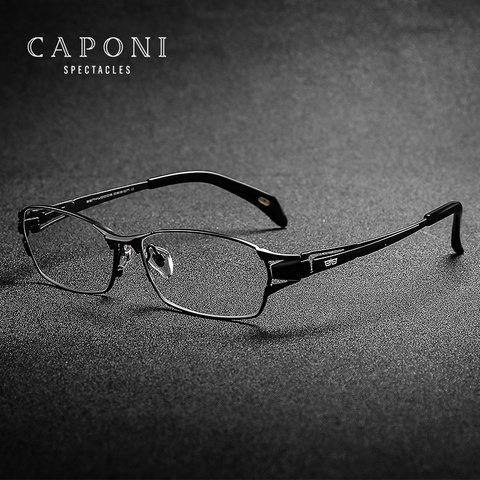 CAPONI Men Eyeglasses Frame Pure Titanium Square Business Glasses Classic Brand Designer Computer Optical Adult Glasses J1190 ► Photo 1/6