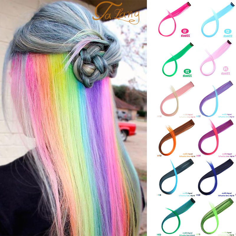 TALANG Long Straight Colored Hair Strands Hair Extension Clip One Piece  Synthetic False Pink Highlight Rainbow Hair Pieces - Price history & Review  | AliExpress Seller - TaLang Official Store 