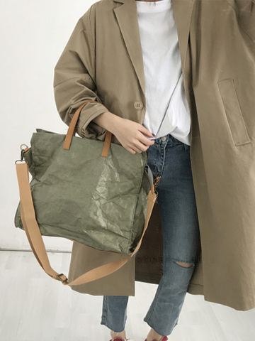 Women Latest Fashion Handbags Lady Shoulder Bag Kraft Paper Totes Messenger Bag Washable Tear-resistant Environmentally Friendly ► Photo 1/6
