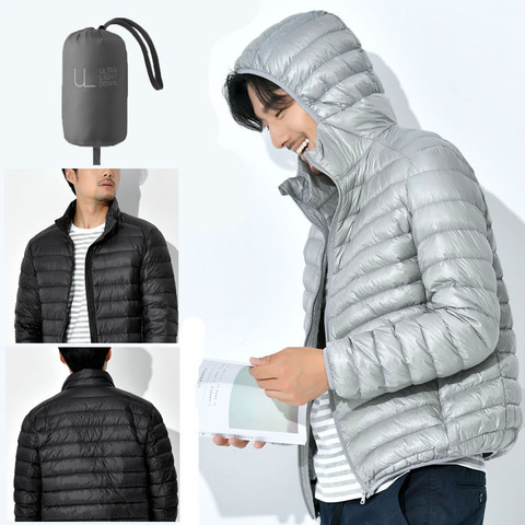 Size S-7XL Fall/winter Down Jacket Men's Short Light and Thin Business Trend Trend Hooded Thick Warm White Duck Down Male Coat ► Photo 1/6