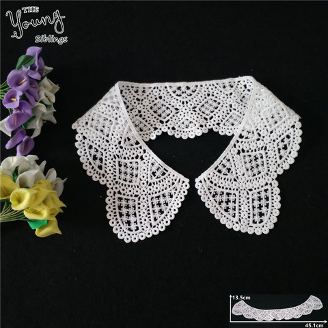 Hot sell Fashion style White Hollow out Lace Neckline Fabric Embroidery Applique Venise Lace Collar Sewing DIY Dress Accessories ► Photo 1/3