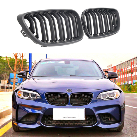 Achieve a Sleek and Sporty Look with Matte Black Front Kidney Grille Grille  for BMW 3 Series E46 Coupe