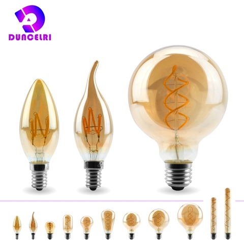 Retro LED Spiral Filament Light Bulb E14 E27 4W Warm Yellow 220V C35 G45 A60 T45 ST64 T185 T225 G80 G95 G125 Vintage Edison Lamp ► Photo 1/6