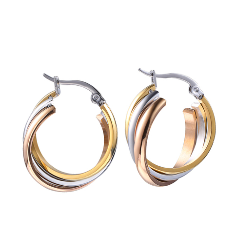Three Colors And Three Layers Simple Titanium  Steel Earrings For Women Gift Never  Fade Drop Shipping ► Photo 1/6