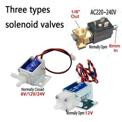 6mm AC220V~240V Micro Electric Solenoid Valve N/O Normally Open for Coffee machine valve water Flow Switch 6V12V24V Air Valve ► Photo 1/6