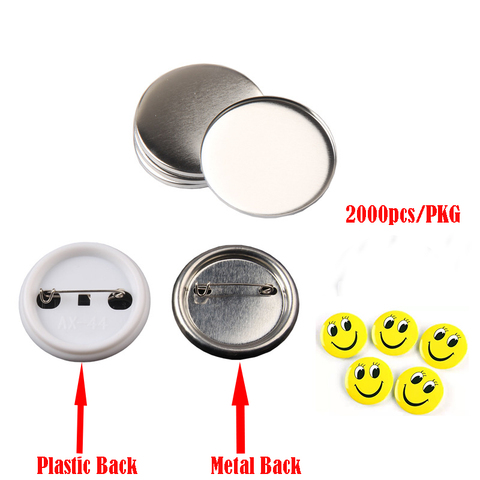 2000pcs 44mm Pin Button Badge blank Raw Material DIY Pin badges supplies parts (Plastic back and metal back Badge For choose) ► Photo 1/6