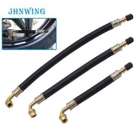 1pc Bicycle Motorcycle Scooter Pump Valve Extender Rubber Valve Extension Inflation Hose 5 8 11 inch 90 Degree Bent Brass End ► Photo 1/6