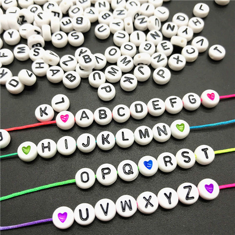 100pcs Black Letter Beads Gold Alphabet Acrylic Round Beads for DIY  Bracelet Necklace Findings 4*7mm