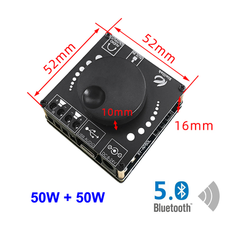 2*50W Bluetooth 5.0 Speaker Class D Audio Power Amplifier 30W~200W HiFi Stereo Mini USB Music Sound Card App Digital AMP ► Photo 1/6