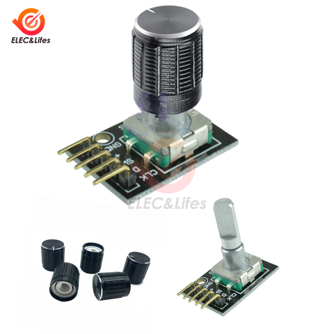 KY-040 360º Rotary Encoder Module Brick Sensor Switch Development Module + 15x17mm/15x13.5mm Potentiometer Rotary Knob Cap ► Photo 1/6