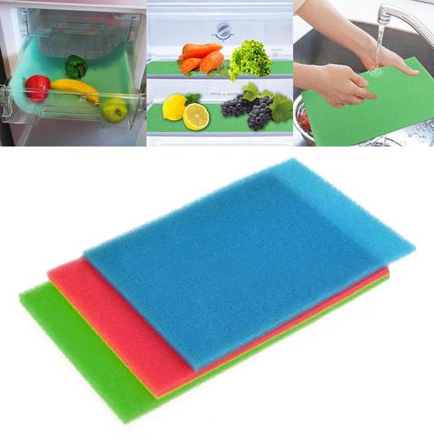 4Pcs Vegetable Fruit Food Fresh Keeping Mats Refrigerator Cabinet Drawer Sponge Pads Antifouling Mildew Moisture Tailorable Pad ► Photo 1/6