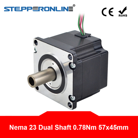 Dual Shaft Nema 23 Stepper Motor 0.78 Nm Hollow Shaft 2.0A 57x57x45mm Stepping Motor 12mm Shaft for CNC Engraving Machine ► Photo 1/4