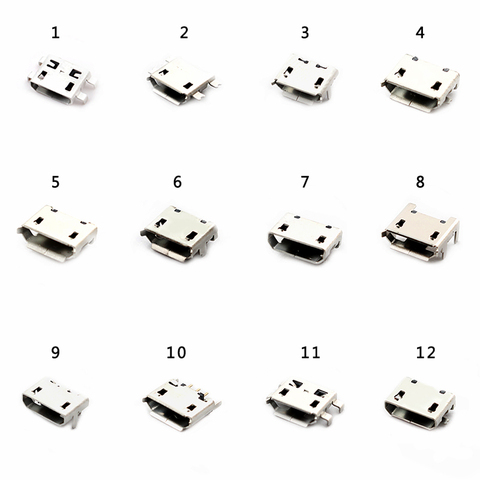 60 Pcs/set Micro USB Connector 12 Models Socket Jack USB Connectors Set For MP3 Lenovo Huawei Samsung SMD DIP Socket Set Kit ► Photo 1/6