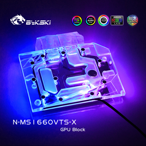 BYKSKI Water Cooling Block for MSI GeForce GTX 1660 VENTUS XS 6G OCV1 /5V 3PIN/12V 4PIN A-RGB /RGB Light ► Photo 1/6