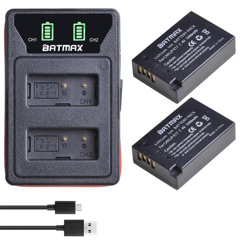 2Pcs 1040mAh LP E17 lp-e17 Battery + LED Built-in USB Dual Charger for Canon EOS RP, Rebel SL2, SL3, T6i, T6s, T7i, M3, M5, M6 ► Photo 1/6