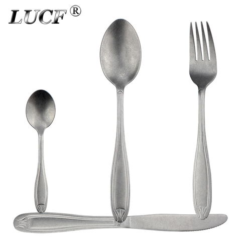 LUCF Tradition Vintage Stainless Steel Western Cutlery Delicate Perfect Matte Antique Polish Retro Dinnerware Utensil For Home ► Photo 1/6