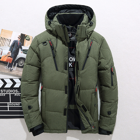 Men Down High Quality Thick Warm Winter Jacket Hooded Thicken Duck Down Parka Coat Casual Slim Overcoat With Many Pockets Mens ► Photo 1/6