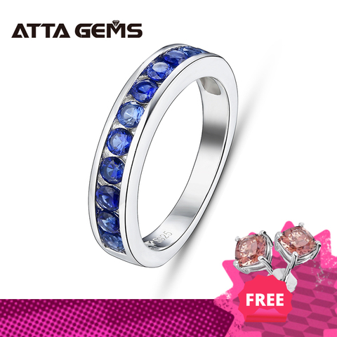 Blue Sapphire Real Silver Rings for Women Wedding Engagement Classic Style Created Sapphire Rings Top Quality Fine Jewelry Gift ► Photo 1/6