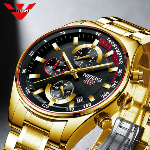 NIBOSI Fashion Mens Watches Top Brand Luxury Wrist Watch Quartz Clock Gold Watch Men Waterproof Chronograph Relogio Masculino ► Photo 1/6