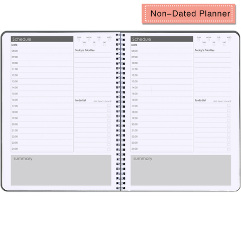 Flexible Cover Spiral Notebook Daily Hourly Agenda Planners Non-Dated Hourly planner list memo note pad Office Stationery ► Photo 1/6