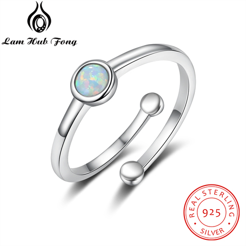 100% 925 Sterling Silver Rings for Women Round White Opal Stone Ring Adjustable Open Rings Silver 925 Female Wedding Jewelry ► Photo 1/5