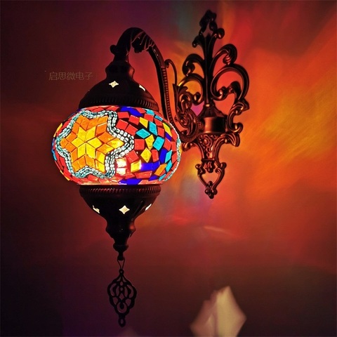 Newest Mediterranean style Art Deco Turkish Mosaic Wall Lamp Handcrafted mosaic Glass romantic wall light ► Photo 1/6