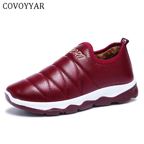 COVOYYAR Warm Winter Women Shoes Platform Fur Casual Lady Shoes Fashion Sneakers Waterproof Pu Leather Snow Boots Woman WSN339 ► Photo 1/6