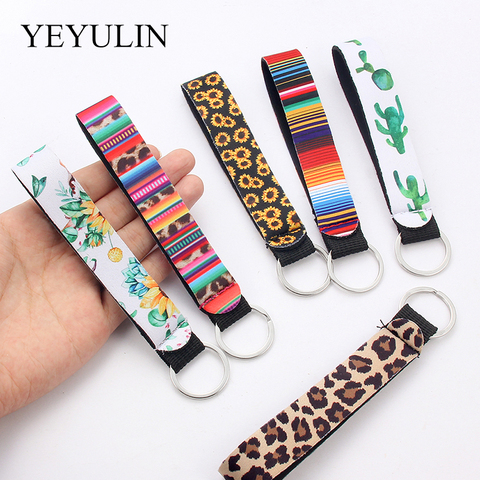 Flower Pattern Cloth Band Keychain Key Chain Lanyard For Women Phone Case Wallet Short Long Ribbon For Bag Charms Car Key Ring ► Photo 1/6