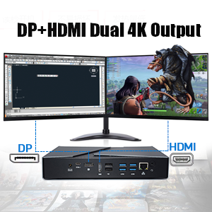 Gaming Computer Mini Pc  Intel Core i9 8950HK UHD Graphics 630 Nvidia GeForce GTX 1650 4GB GDDR5 Dual Display HTPC HDMI DP USB-C ► Photo 1/6