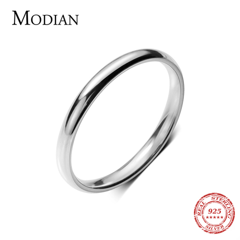 Modian Hight Quality 100%  925 Sterling Silver Ring for Women Fashion Glossy Simple Ring Korea Style Fine Jewelry Bijoux ► Photo 1/5