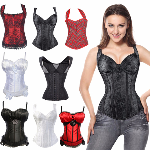 Women's Gothic Waist Trainer Corsets and Bustiers  Shoulder Boned Push-up Sexy Overbust Bodyshaper Waist Cincher Corset ► Photo 1/6