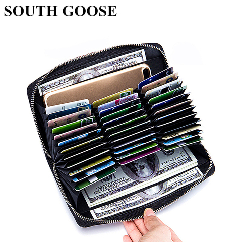 Fashion Leather RFID Blocking Credit Card Holder Men Anti-theft Long Business Card Wallets Women Large Card Holder Organizer Bag ► Photo 1/6