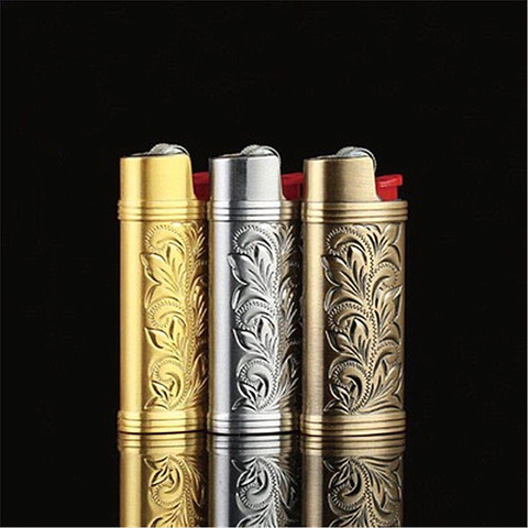 Metal Armor Gas Lighter Shell Arabesque Hollow Carving J5 Lighter Case General Plastic Body Protection Lighter Cover ► Photo 1/6