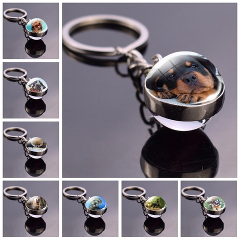 German Shepherd Dog Angel Key Ring Pet Dog Jewelry Charm Double Sided Glass Ball Keychain Animal Dog Cute Fashion Accessories ► Photo 1/6