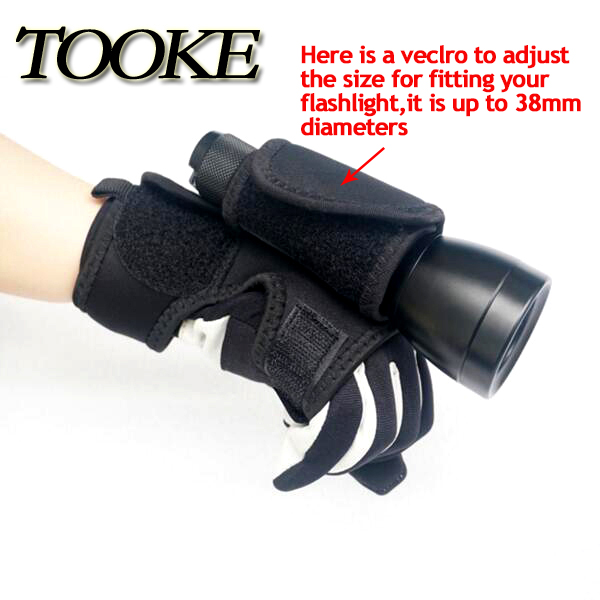 Hand Free LED Flashlight Light Holder Glove Diving Dive Underwater Torch Holster 