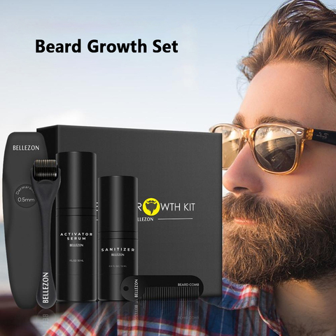 4Pcs/set Professional Beard Growth Kit Hair Growth Enhancer Set Essential Nourishing Beard Set Care Comb ► Photo 1/6