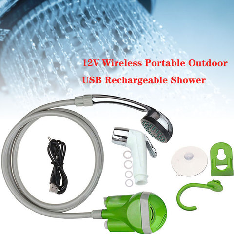 12V Wireless Portable Outdoor USB Rechargeable Shower Head Water Pump Nozzle Sport Travel Caravan Van Car Washer Camping Shower ► Photo 1/6