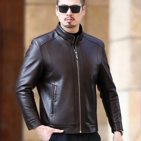 Large Size 4XL Leather Jacket Men Leather Flights Jacket Black  Coats ► Photo 1/1