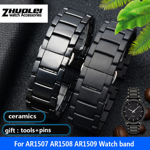 high quality Ceramic watchband for AR1507 AR1508 AR1508 Samsung Galaxy watch S3 gear 46mm watch bracelet straps 22mm ► Photo 1/6