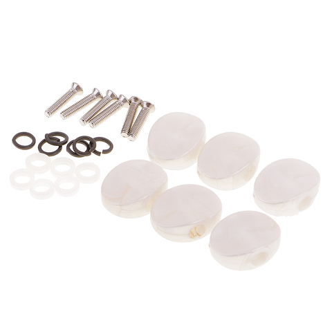 6 Pieces Pearl-white Color Plastic Acoustic Guitar Tuner Tuning Key Button Cap Machine Heads ► Photo 1/6