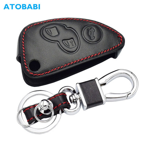 Leather Car Key Case For Alfa Romeo 147 156 166 GT JTD TS 3 Buttons Folding Keychain Holder Remote Fobs Shell Cover Accessories ► Photo 1/6