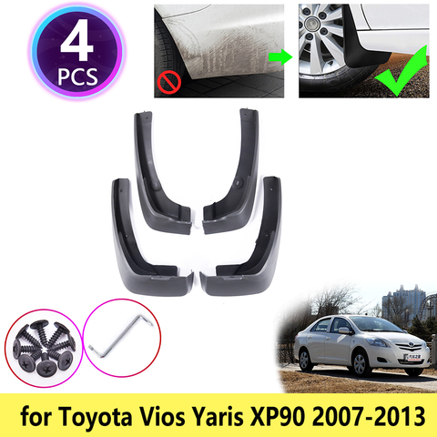 for Toyota Yaris Sedan Vios Limo Belta XP90 2007~2013 Mudguards Mudflap Fender Mud Flaps Splash Flap Guards Car Accessories 2009 ► Photo 1/6