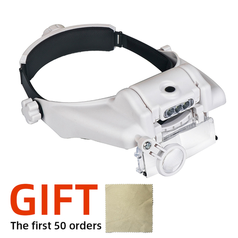 Head-Mounted Illuminating Magnifier Glasses magnifier with LED light Headband magnifying glass For Jeweler Loupe Craft ► Photo 1/6